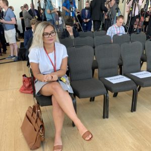 Rachel Emmanuel at the National Arts Centre for a media press conference with Foreign Affairs Minister Crystia Freeland and U.S. Secretary of State Mike Pompeo.